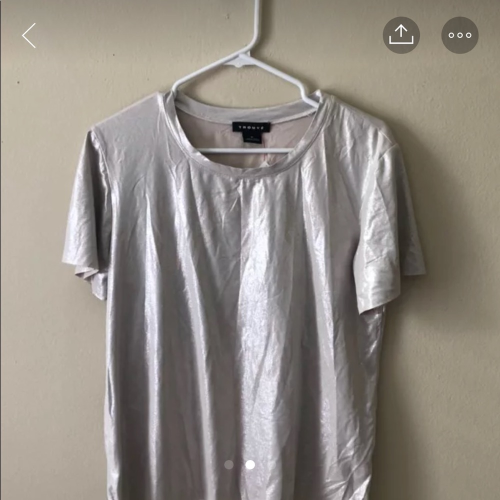 Trouve Gray silver shimmer top size L